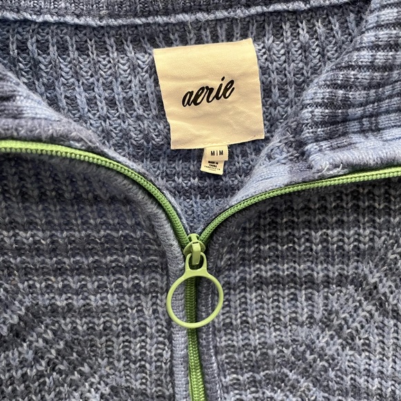 Aerie Zip up Pullover Blue Sweater - Picture 4 of 5